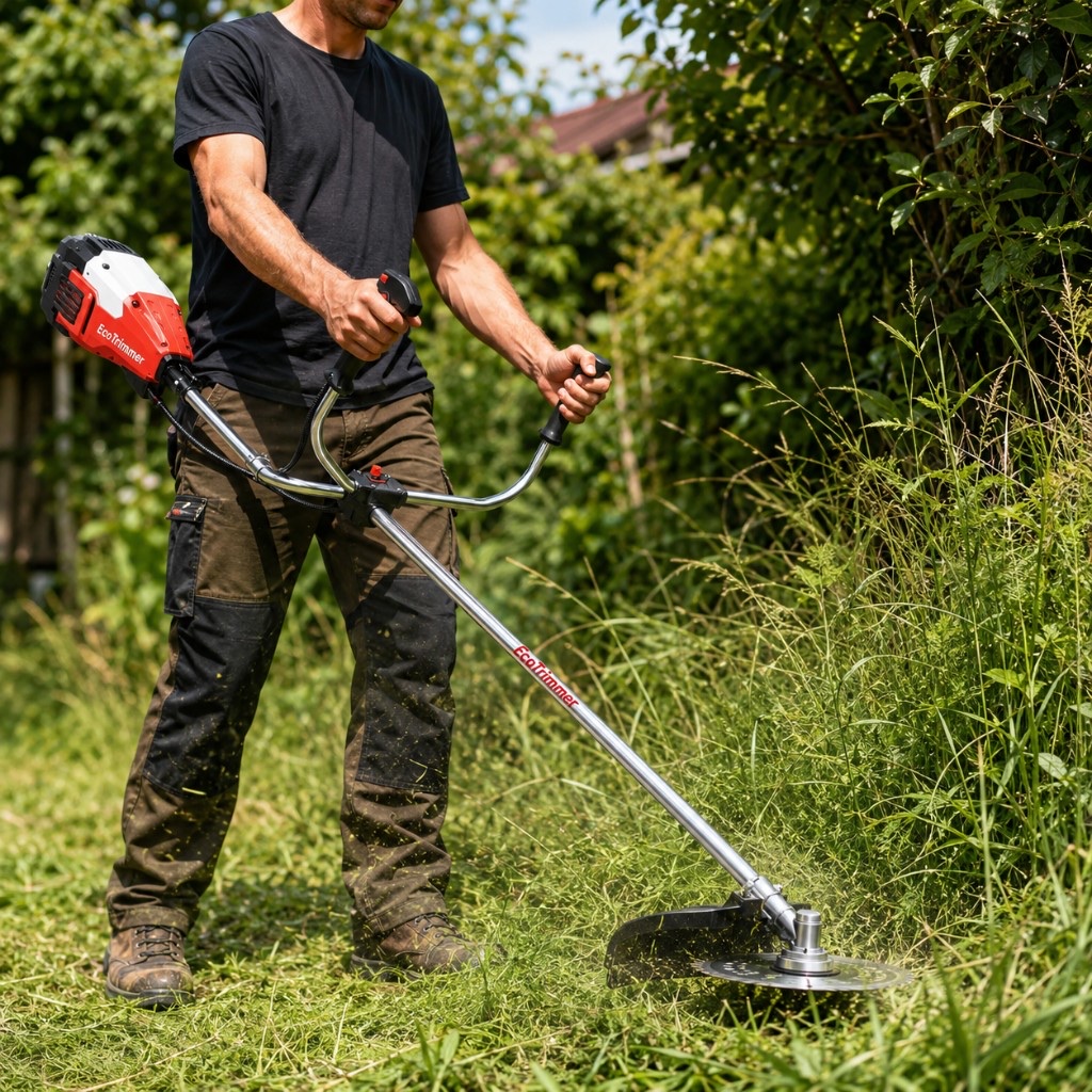 EcoTrimmer senza benzina in giardino